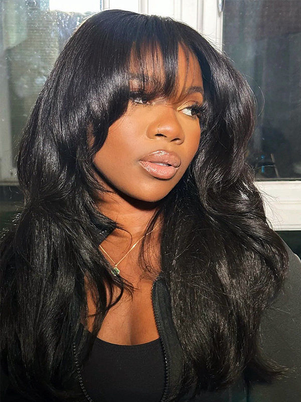 True Scalp 2x4 Realistic Yaki Body Wig 10"-26" With Bangs Minimalist Undetectable Lace Wig