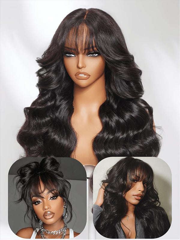 True Scalp 2x4 Realistic Yaki Body Wig 10"-26" With Bangs Minimalist Undetectable Lace Wig