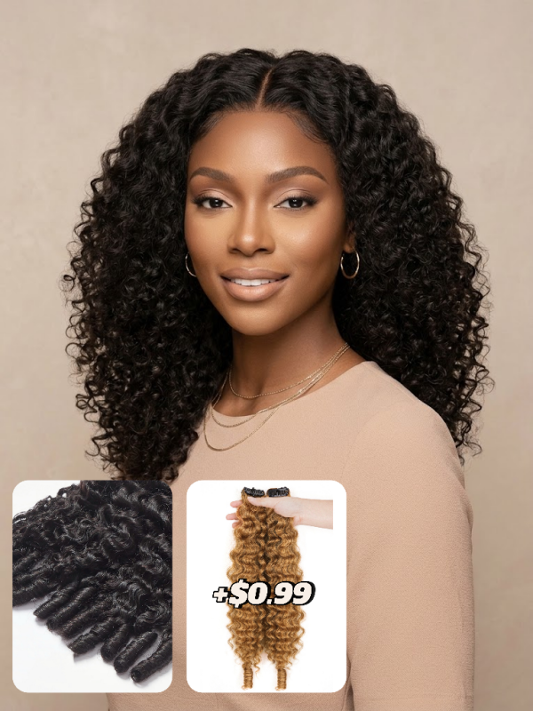 V Part Wig Burmese Curly Beginner Friendly 180% / 250% Density 100% Human Hair