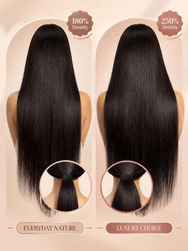 V Part Wig Straight Beginner Friendly 180% / 250% Density 100% Human Hair