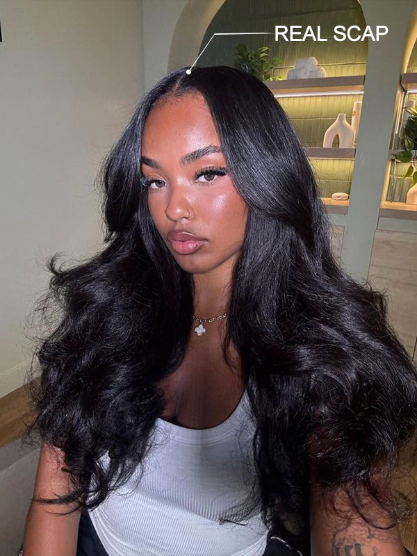 V Part Wig Yaki Body No Leave Out Upgraded Drawstring Wig 100% Human Hair Wig