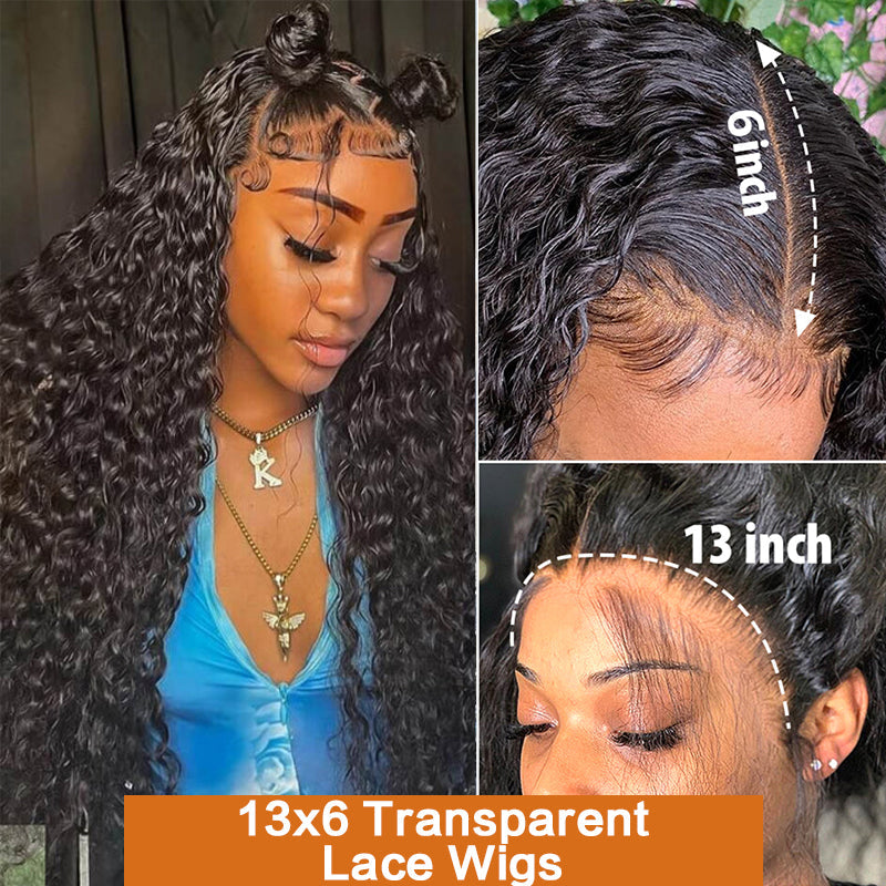 Water Wave HD Transparent 13x6 Lace Frontal Wig Preplucked With Baby Hair
