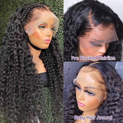 Deep Wave 13x6 Lace Frontal Wig Pre-plucked HD Transparent Lace Human Hair Wig