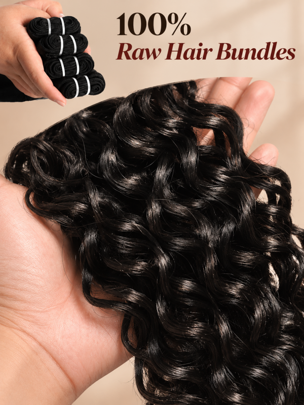 Water Wave Bundles 100% Virgin Human Hair Weave With 2x4 Lace Closure