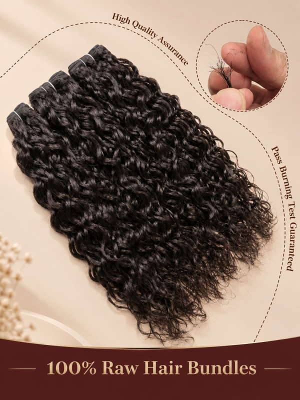 Water Wave Bundles 100% Virgin Human Hair Weave With 2x4 Lace Closure