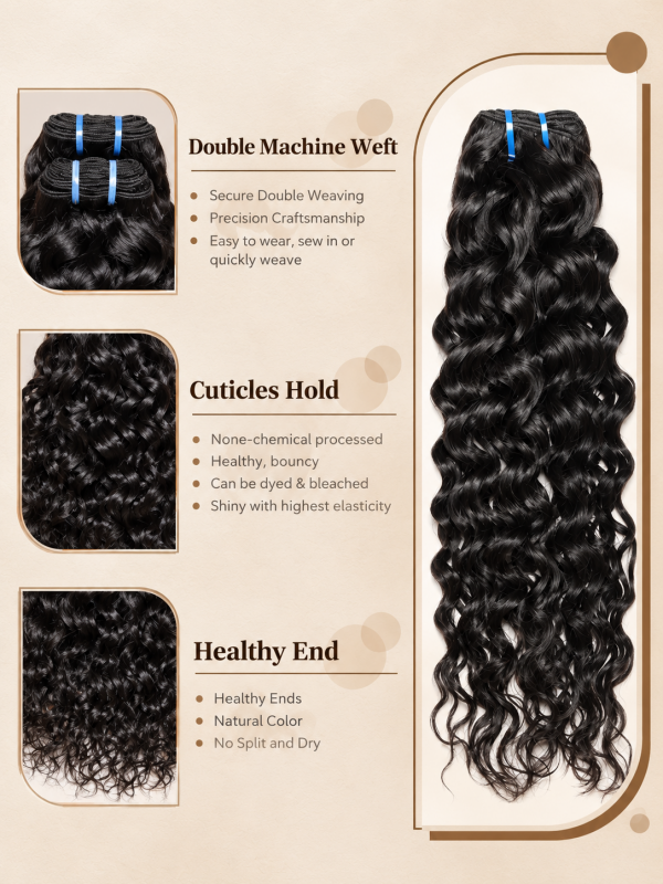 Water Wave Bundles 100% Virgin Human Hair Weave With 2x4 Lace Closure