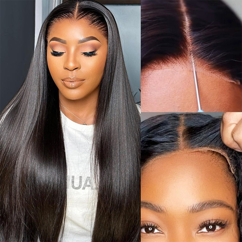 BOGO | Glueless 5x5 Straight Lace Wig Dome Cap Wigs With Free 12 Inches 13x4 Full Lace Blonde Bob Wig