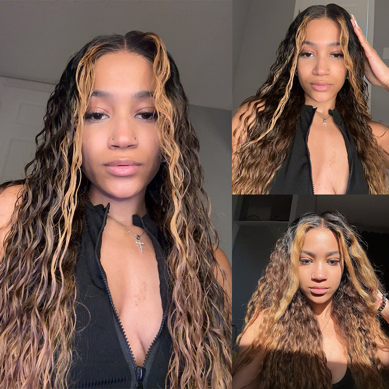 Wear & Go | T1B/4/27 Pre-Bleached Glueless Wig Ombre Invisible Lace Wig Dome Cap Wigs