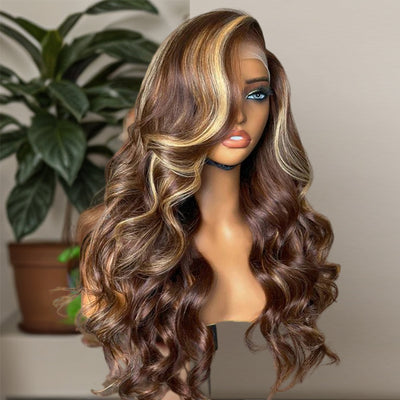 Wear & Go | Brown Balayage Loose Body Wave Glueless Wig  Pre-Bleached Lace Wig