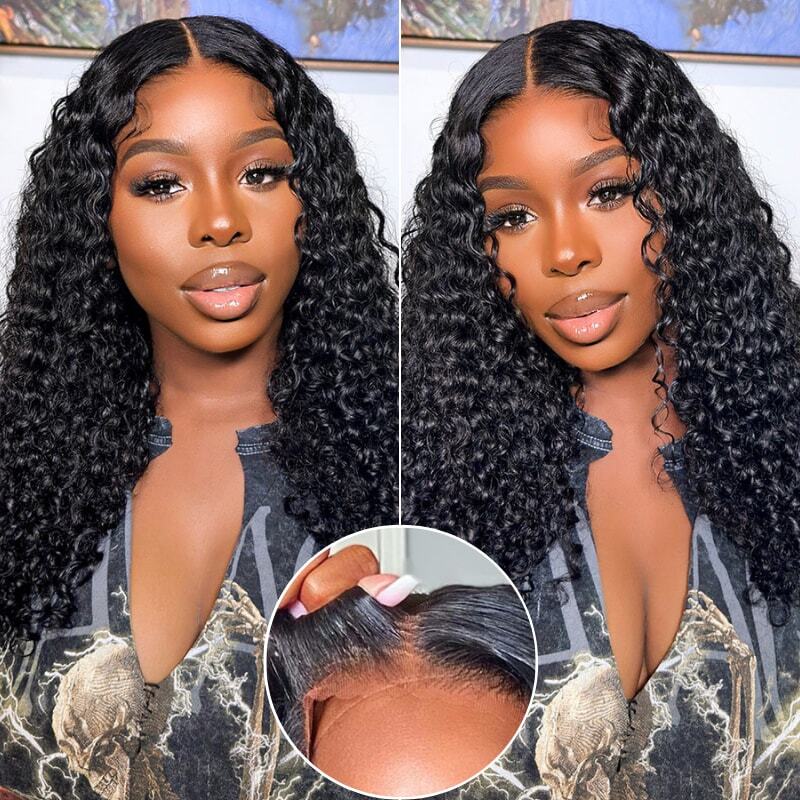 Wear & Go | Glueless Curly Wave Pre-bleached Lace Frontal Wig Dome Cap Wigs