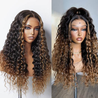 Wear & Go M-Cap Fluffy Brown Loose Wave 9x6 Lace Glueless Wig Pre Bleached Human Hair Wig