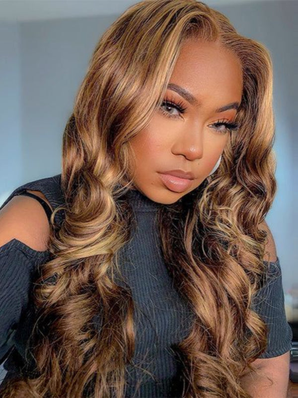 Wear & Go | Glueless P4/27 Highlight Body Wave 9x6 Lace Glueless Wig Pre Bleached Human Hair Wig