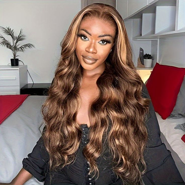 Wear & Go | Glueless P4/27 Highlight Body Wave 9x6 Lace Glueless Wig Pre Bleached Human Hair Wig