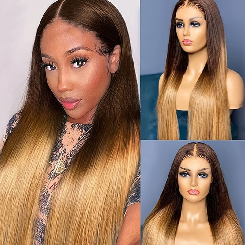 Wear & Go | Pre Bleached  Straight Glueless Lace Wig Human Hair Wig