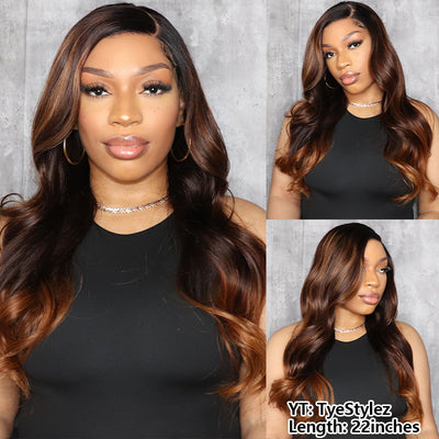 New Sale |Dark Brown with Chestnut Brown Highlights Loose Body Wave Wig 5x5/13x6 Light Brown Highlights 180% Density Wig