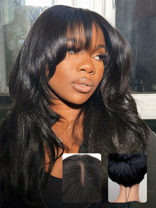 True Scalp 2x4 Realistic Yaki Body Wig 10"-26" With Bangs Minimalist Undetectable Lace Wig