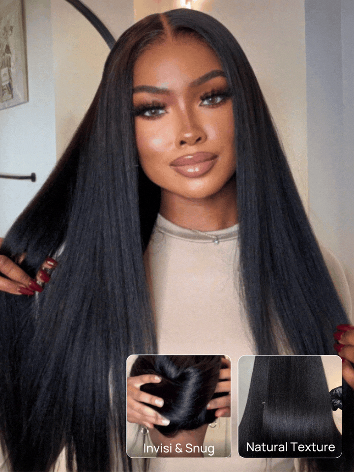 7x6 PreMax Wigs | Yaki Straight Tiny Knots Glueless 7x6 HD Lace Wig Super Natural Hairline