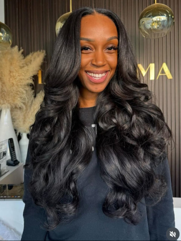 Raw Hair Clip Ins | Yaki Body Seamless PU Weft Raw Hair Extensions 8pcs With 18 Clips