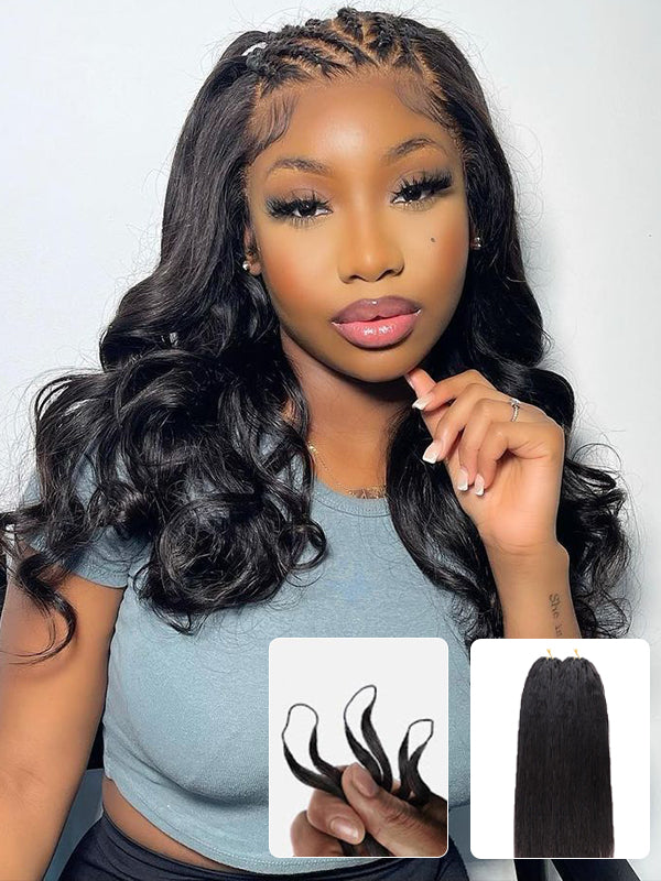 Yaki Body Pre-Seperated Feather Crochet Human Hair Extensions Loose Body for Black Women, Reusable Braiding Hair
