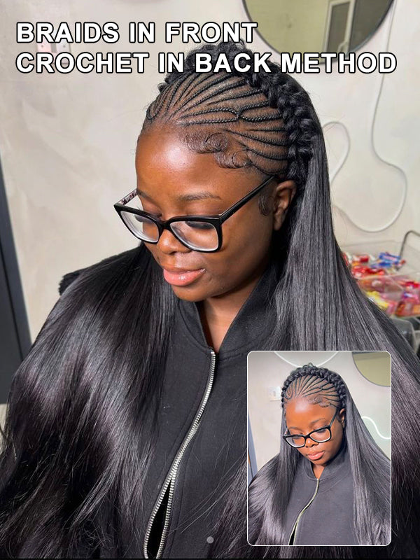 Yaki Straight Pre-Seperated Feather Crochet Human Hair Extensions Kinky Straight for Black Women, Reusable Braiding Hair