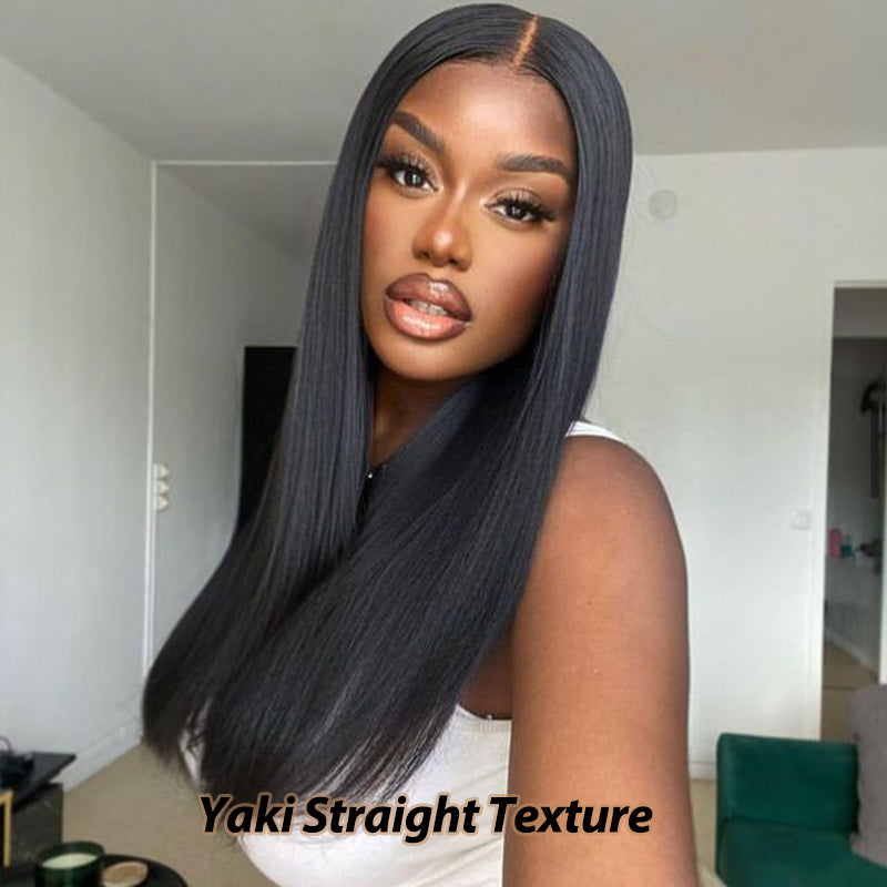 Kinky Straight V Part Wig No Leave Out Upgraded Yaki Straight V Part Wig 100% V Part Human Hair