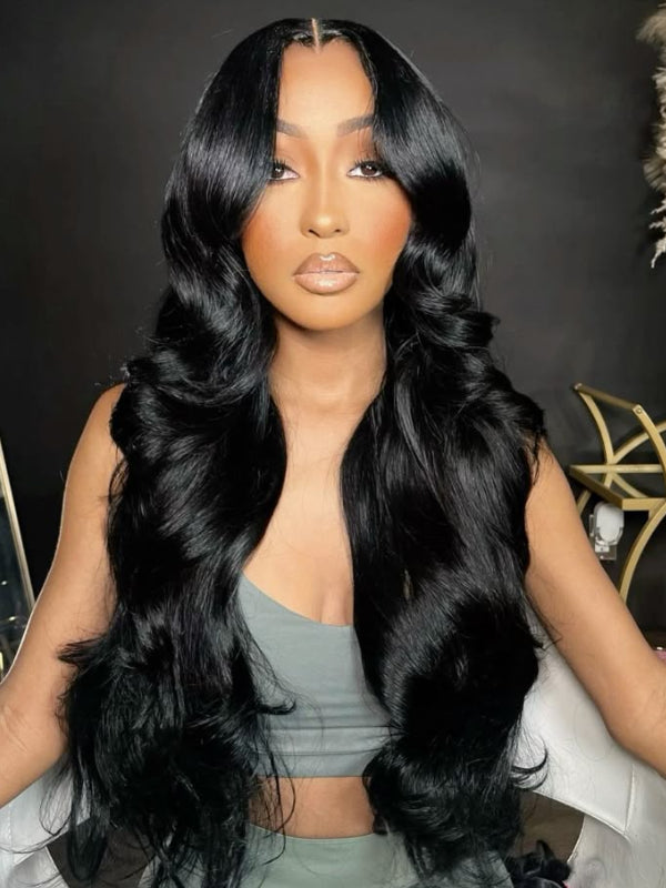 Glueless Wavy Yaki 16"-34" 7x6/13x6 Wear Go Human Hair Wig Yaki Body Natural Wig
