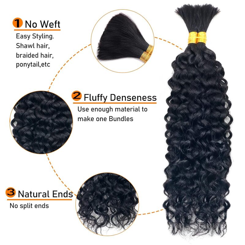 Boho braids Water Wave Braid Hair Bulk 100% Human Hair Extensions 100g