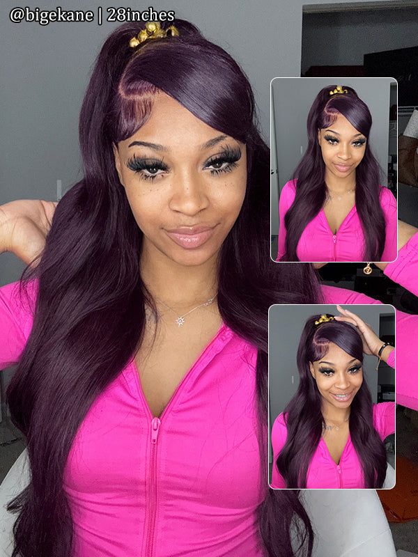 Sale | @bigekane Recommend Glueless Dark Purple 7x6/13x6 FULL Lace Frontal Wig 16"-34" Colored Human Hair Wigs