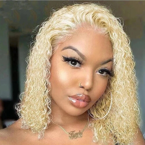 Blonde Curly Wavy 9x6 Flexi-Fit Invisi Drawstring Cap #613 Blonde Bob 100%Human Hair