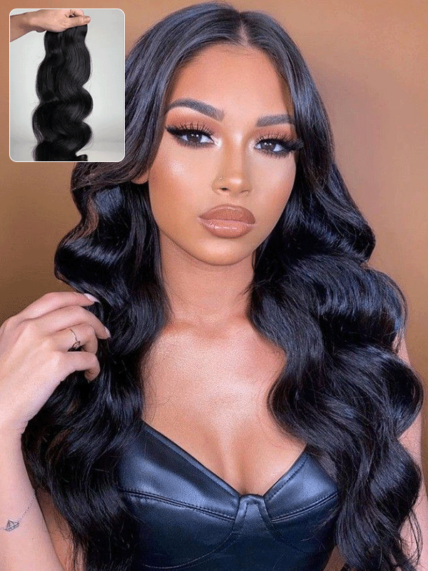 Extensions de cheveux à clips en PU Body Wave sans couture, 8 pièces avec 18 clips 