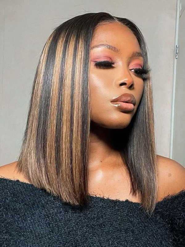 Straight #FB30 Highlight Color V Part Bob Wig No Leave Out Ombre U Part Bob Wig