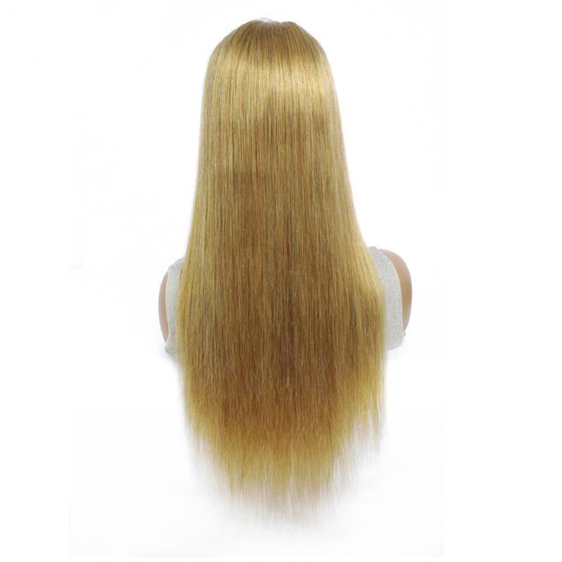 #27  Honey Blonde Machine Made Wig With Bang Straight No Lace Human Hair Wig