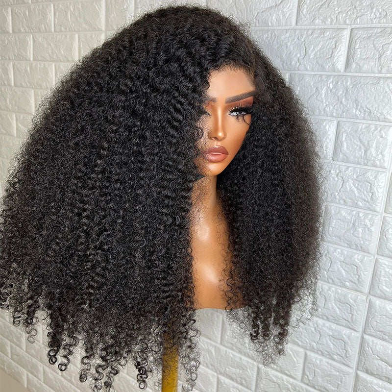 Wear & Go | Pre-Bleached Kinky Curly Glueless Invisible Lace Closure Wig Dome Cap Wig