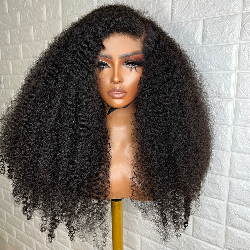 Wear & Go | Pre-Bleached Kinky Curly Glueless Invisible Lace Closure Wig Dome Cap Wig