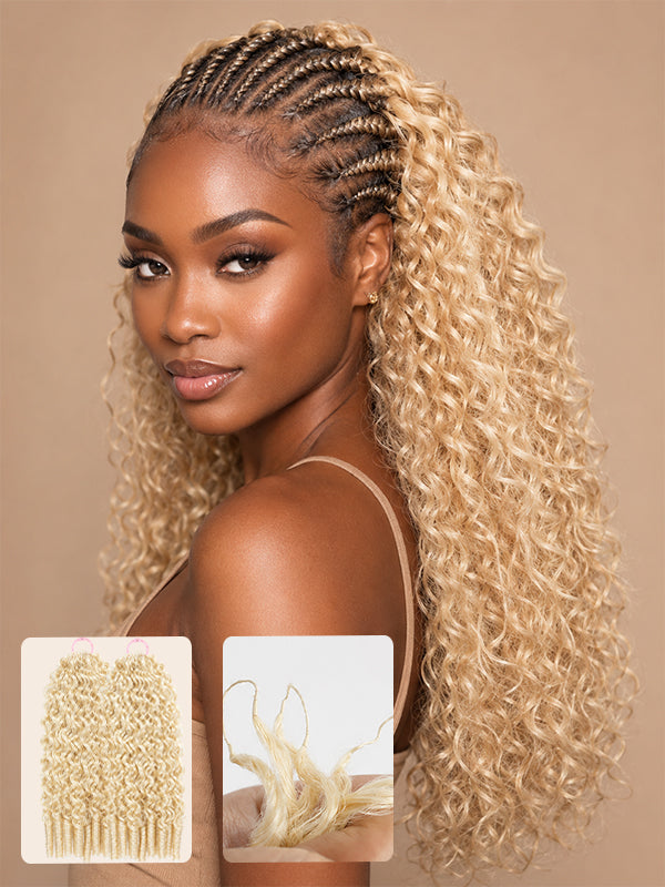 BIG DROP | 613 Blonde Burmese Curly Feather Crochet Human Hair Extensions Protective Style