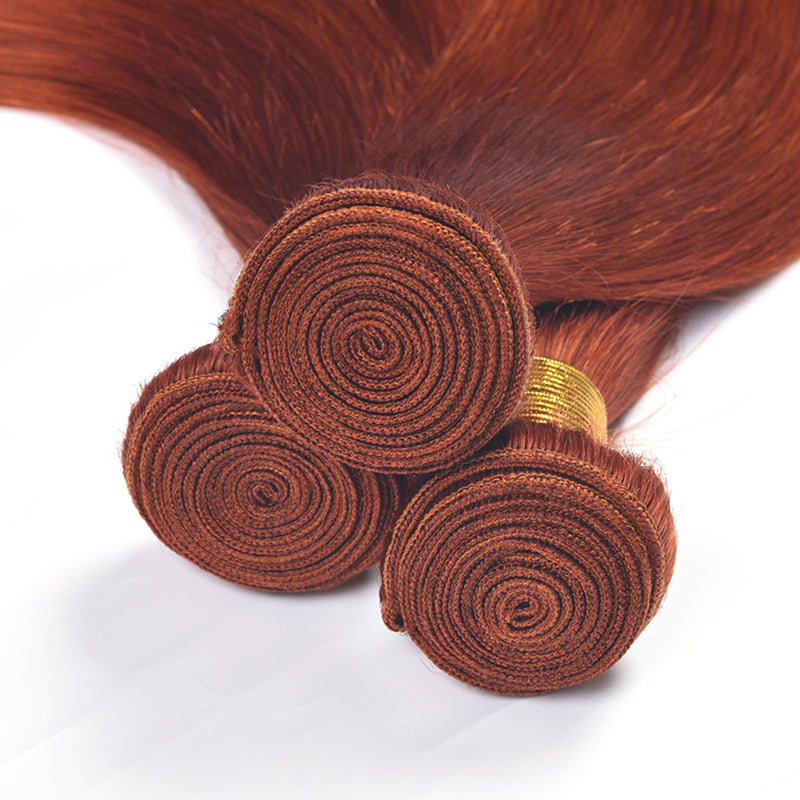 Orange Ginger Straight Bundles Deal 100% Virgin Human Hair Extension