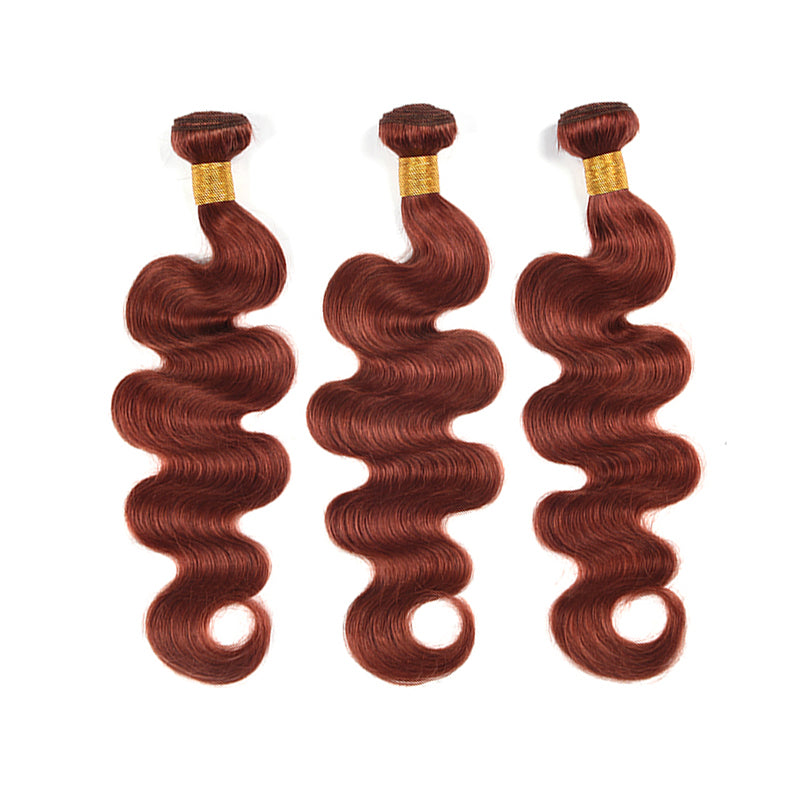 Reddish Brown Body Wave Bundles 100% Virgin Human Hair Extension