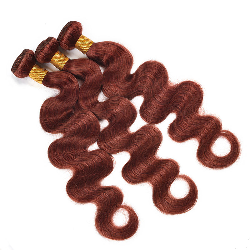 Reddish Brown Body Wave Bundles 100% Virgin Human Hair Extension