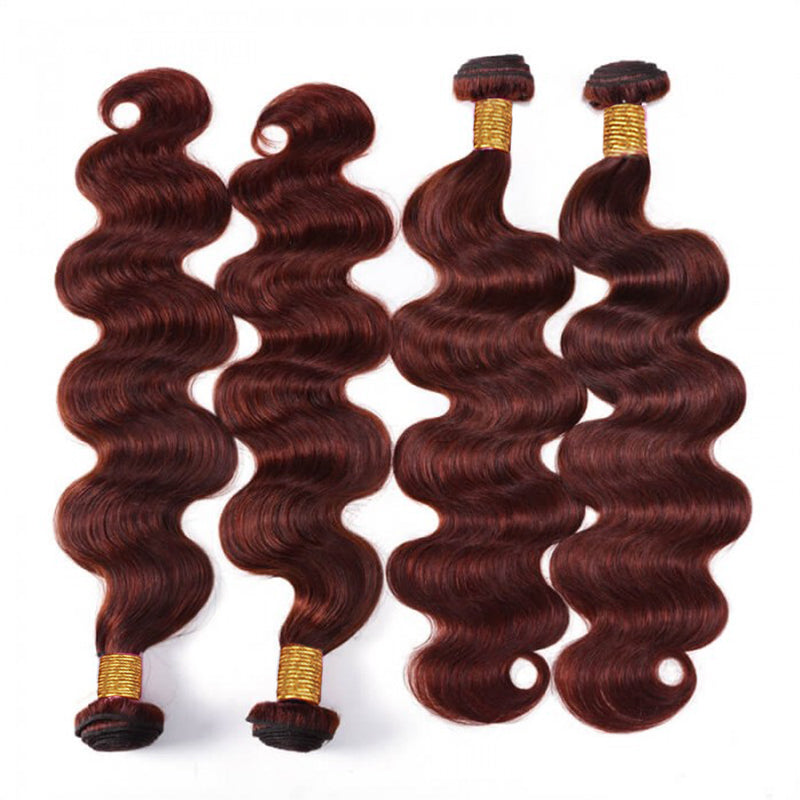 Reddish Brown Body Wave Bundles 100% Virgin Human Hair Extension