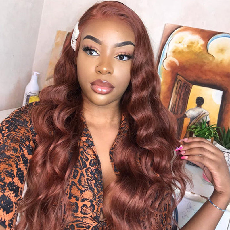 Reddish Brown Body Wave Bundles 100% Virgin Human Hair Extension