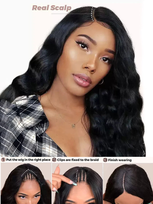 Flash Sale | Body Wave V Part Wig No Leave Out Upgraded V Part Wig 100% Remy Hair