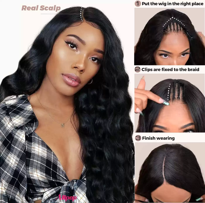 Flash Sale | Body Wave V Part Wig No Leave Out Upgraded V Part Wig 100% Remy Hair