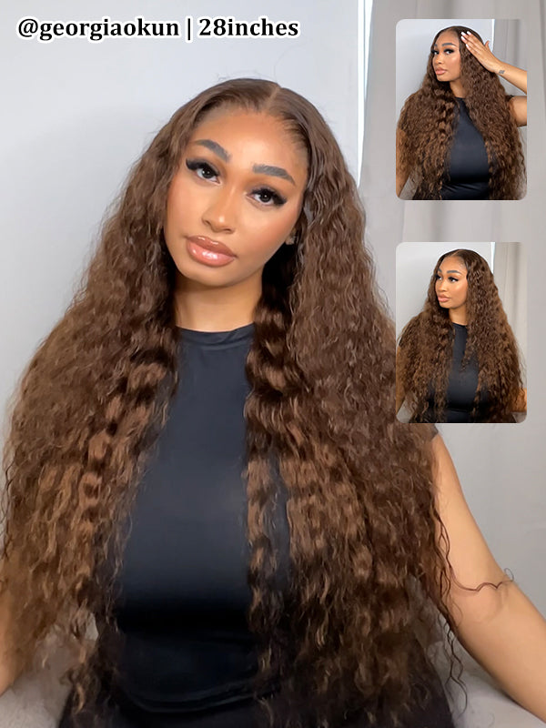 Flash Sale | @thequeenleora Recommend #4 Chocolate Brown Body Wave 7x6/13x6 FULL Frontal Lace Loose Deep Wave Human Hair Wig