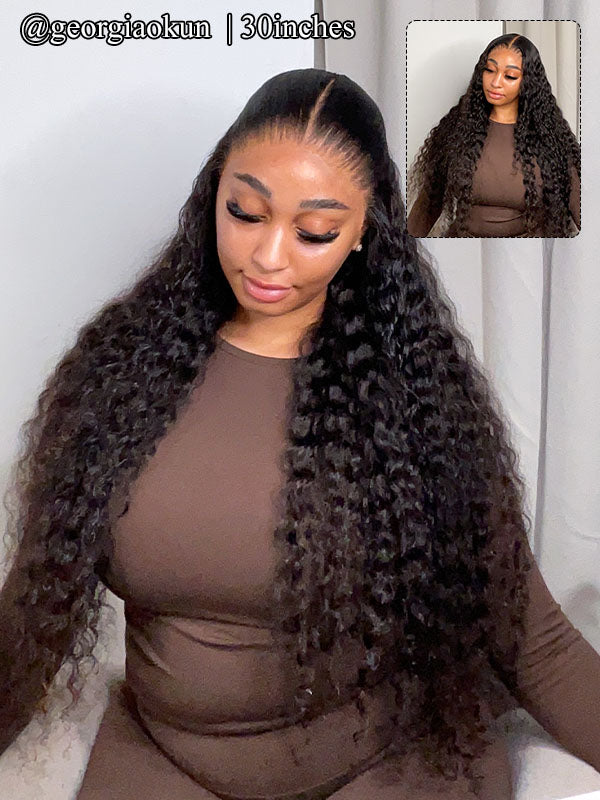 Sale @bigekane @georgiaokun Recommend 16-34 Inches Deep Wave 13x6 Full Lace Frontal Human Hair Wigs