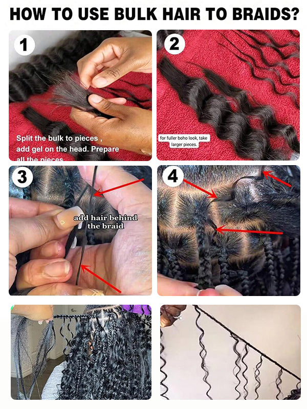 Vente flash | Extensions de cheveux ondulés Boho Braids 100 % naturels, 100 g 