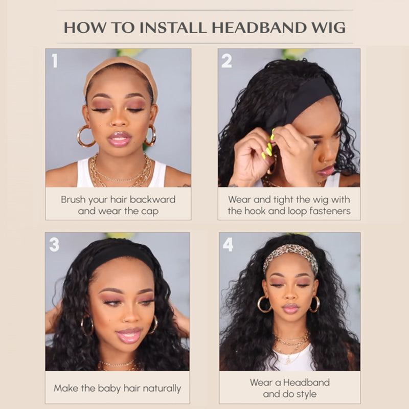 Straight Glueless Headband Wig 100% Cuticle Aligned Virgin Human Hair