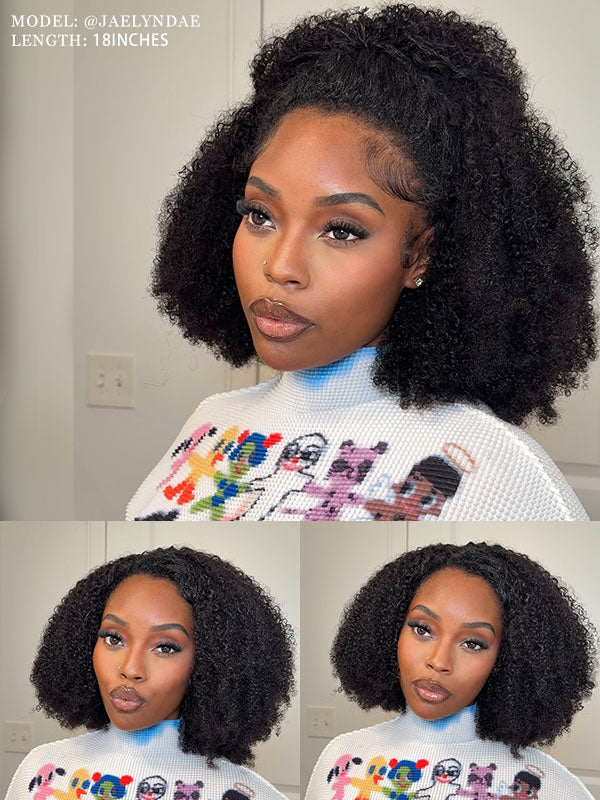 Afro Insta Wig Kinky Curly 3 IN 1 Half Wig Glueless Flexi-Fit Drawstring Wig