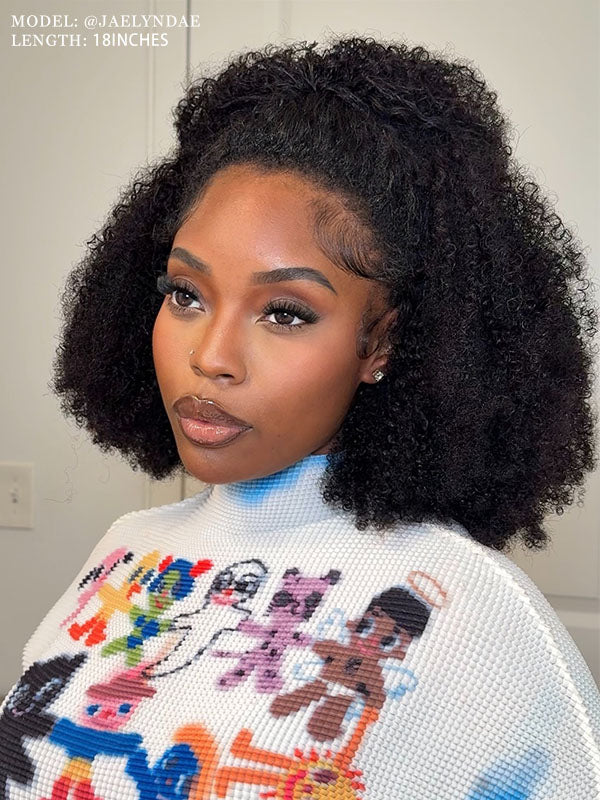 Afro Insta Wig Kinky Curly 3 IN 1 Half Wig Glueless Flexi-Fit Drawstring Wig