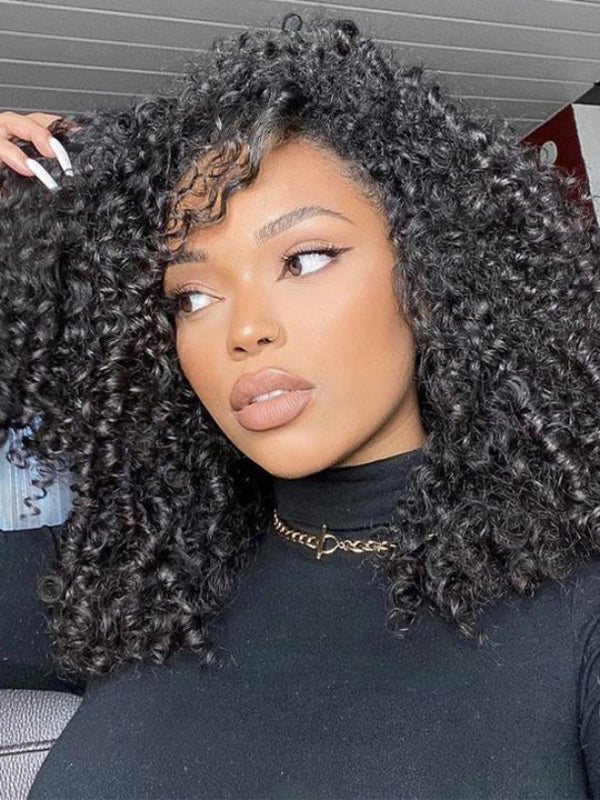 Perruques frontales en dentelle sans colle 4C à bords bouclés et ondulés 13x4/13x6 