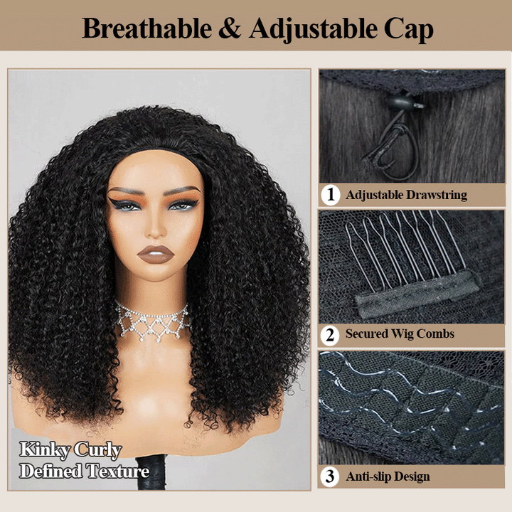 Afro Insta Wig Kinky Curly / Kinky Straight 3 IN 1 Half Wig Glueless Flexi-Fit Drawstring Wig